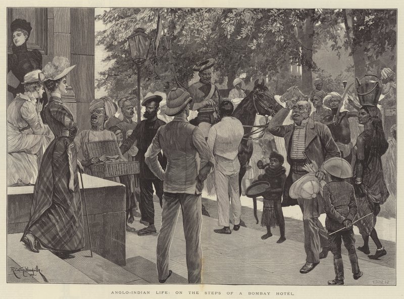Vida anglo-indiana, nos degraus de um hotel de Bombaim de Richard Caton Woodville junior