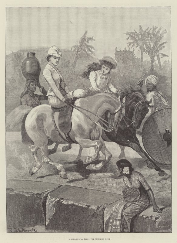 Vida anglo-indiana, o passeio matinal de Richard Caton Woodville junior