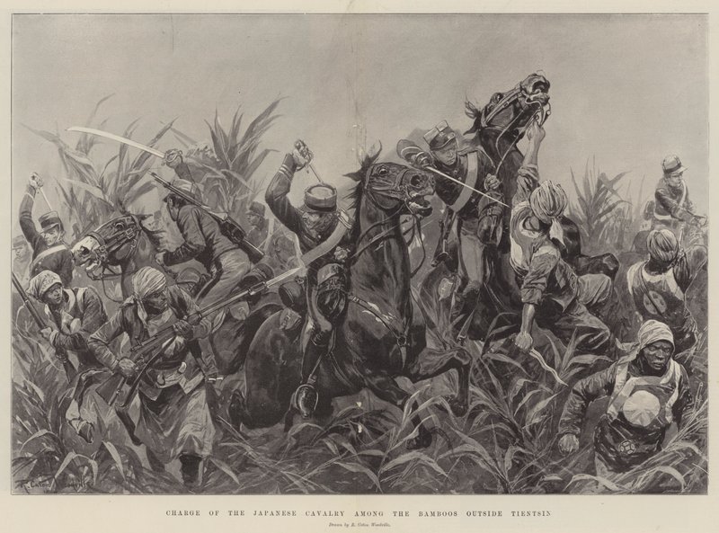 Carga da Cavalaria Japonesa entre os Bambus fora de Tientsin de Richard Caton Woodville junior