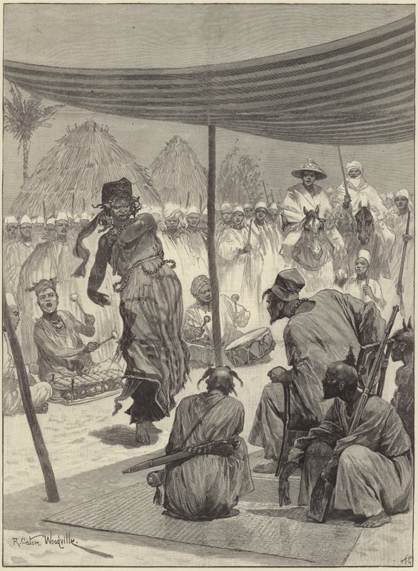 Dance antes do rei dos sofás na África Ocidental de Richard Caton Woodville junior