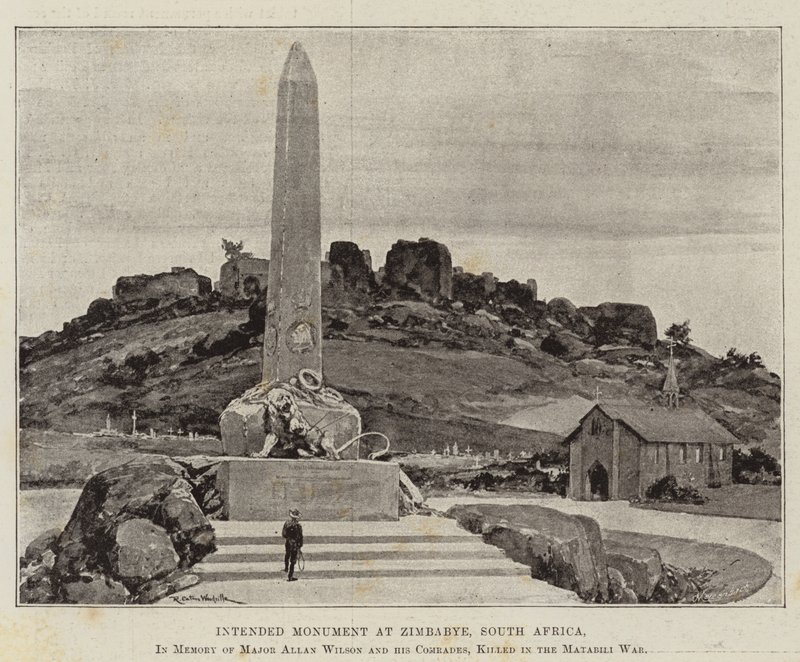 Monumento pretendido em Zimbabye, África do Sul, em memória do major Allan Wilson e seus camaradas, mortos na guerra de Matabili de Richard Caton Woodville junior