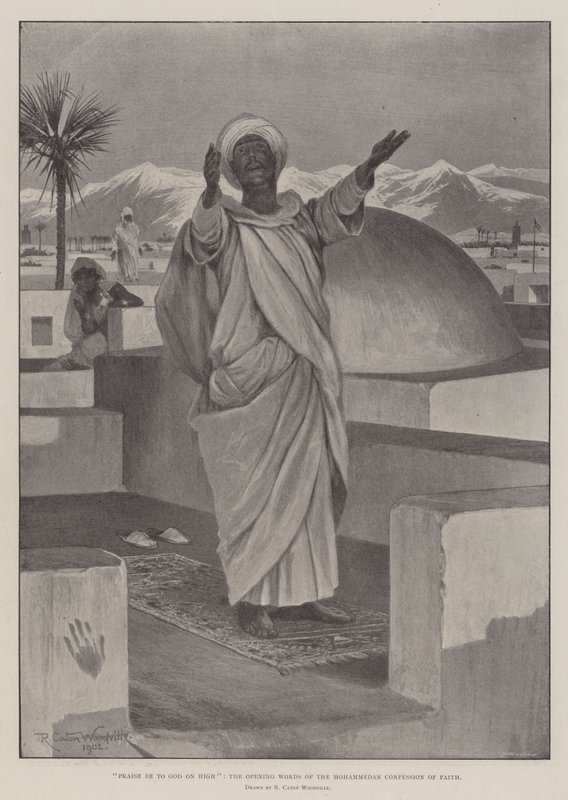 Louvado seja Deus no Alto, as Palavras de Abertura da Confissão de Fé Maometana de Richard Caton Woodville junior