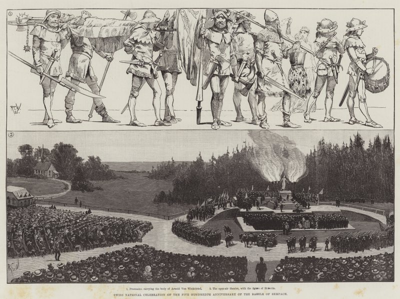 Celebração nacional suíça do quinto centenário da batalha de Sempach de Richard Caton Woodville junior