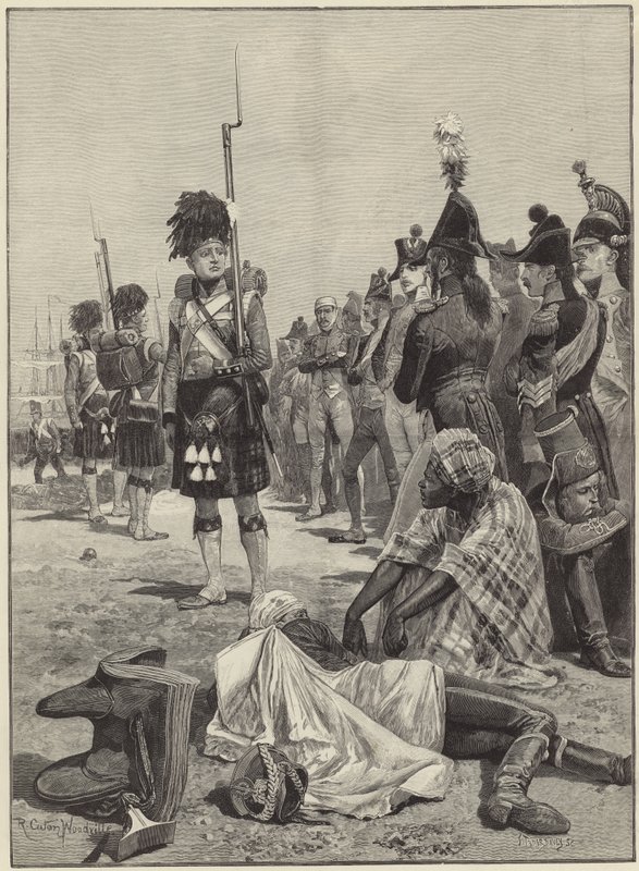 Os 42 Highlanders que guardam prisioneiros franceses de Richard Caton Woodville junior