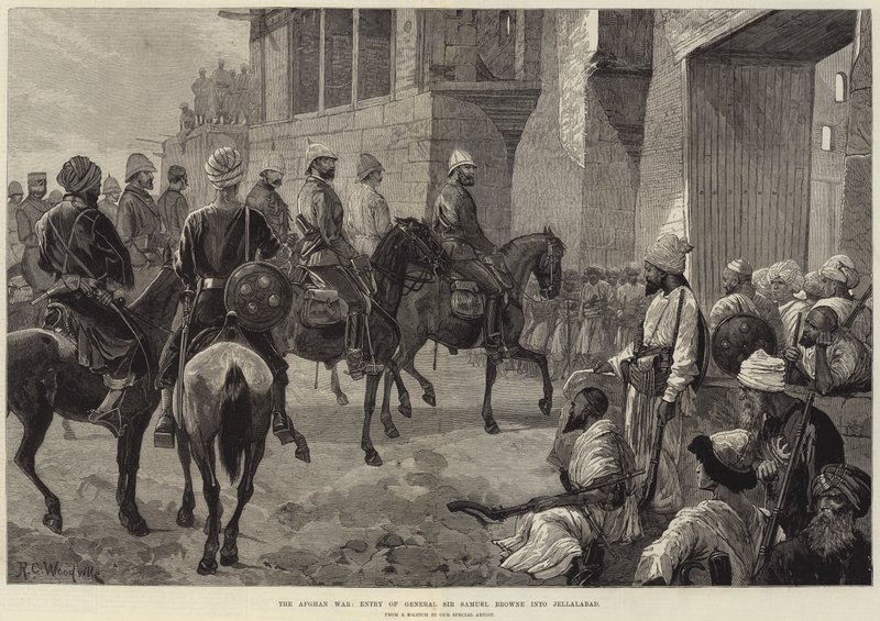 A Guerra Afegã, Entrada do General Sir Samuel Browne em Jellalabad de Richard Caton Woodville junior