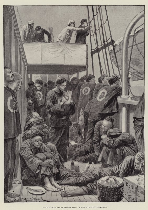 A guerra iminente na Ásia Oriental, a bordo de um navio-tropa chinês de Richard Caton Woodville junior