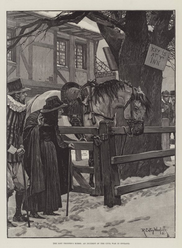 O cavalo do soldado perdido, um incidente da guerra civil na Inglaterra de Richard Caton Woodville junior
