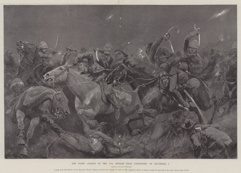 The Night Charge dos 19 Hussars perto de Lydenburg em 7 de novembro de Richard Caton Woodville junior
