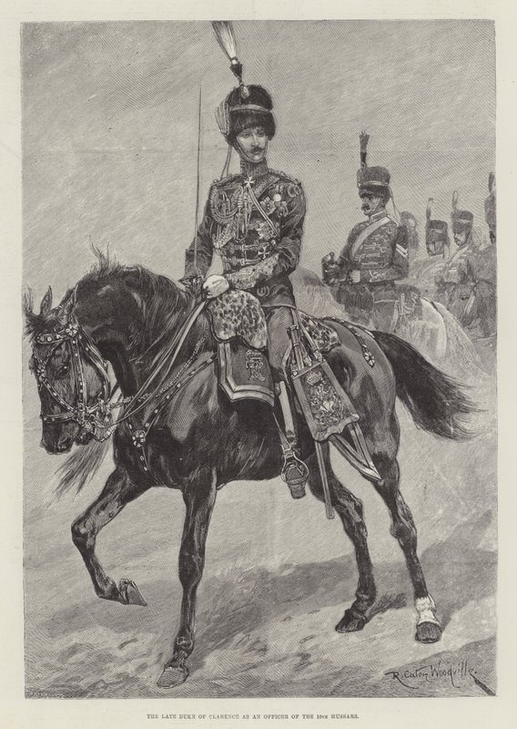 O falecido duque de Clarence como oficial dos 10º hussardos de Richard Caton Woodville junior