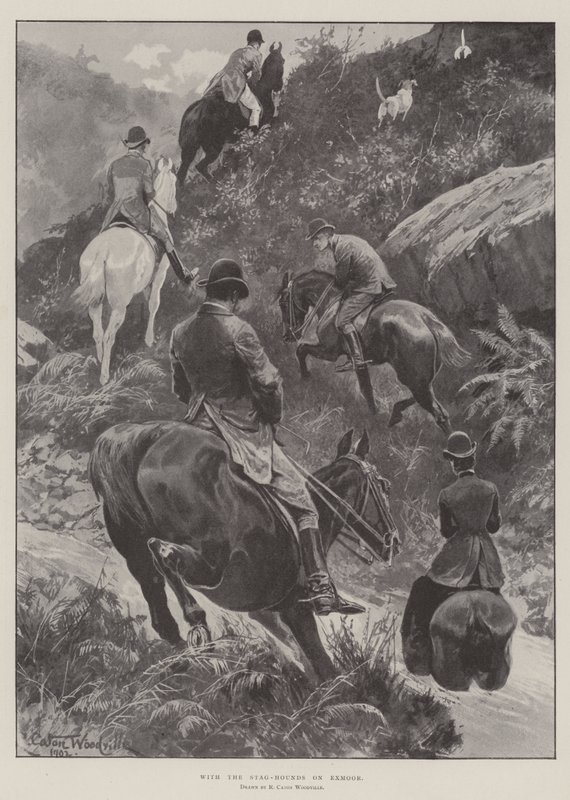 Com os Stag-Hounds no Exmoor de Richard Caton Woodville junior