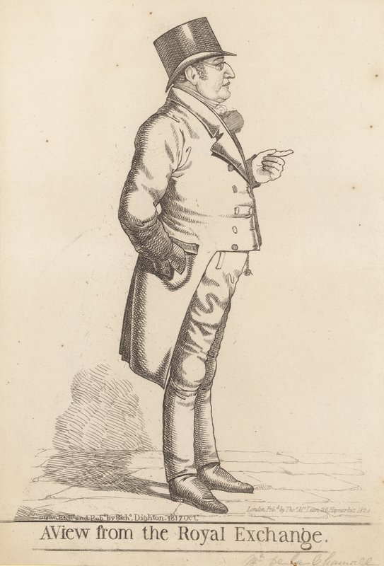 Lee La Chamette (f.1817); Uma visão da Royal Exchange, 1817 de Richard Dighton