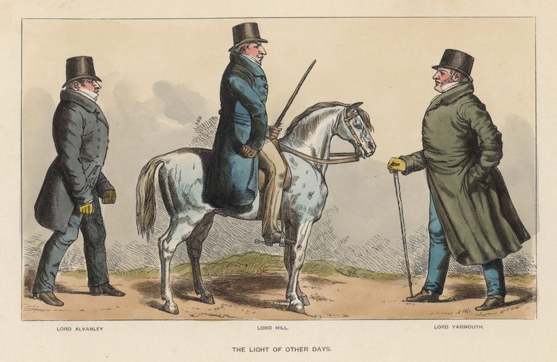 A Luz dos Outros Dias, apresentando Lord Alvanley, Lord Hill e Lord Yarmouth de Richard Dighton