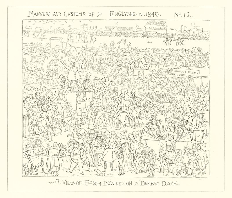 1849, uma visão de Epsom Downs no dia do Derby de Richard Doyle