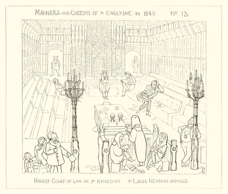 1849, o mais alto tribunal de direito do Reino, os Lordes ouvindo apelações de Richard Doyle
