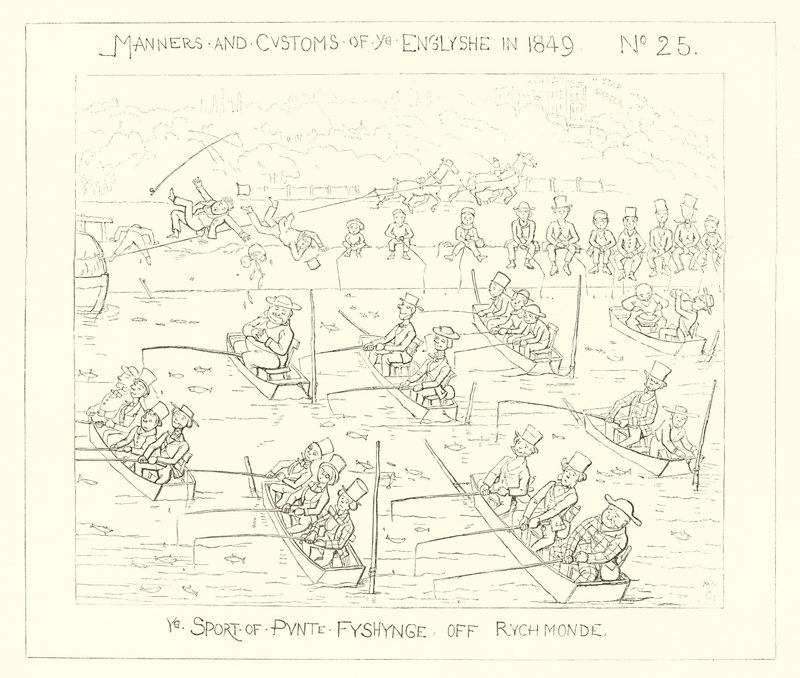 1849, o esporte da pesca de punt off Richmond de Richard Doyle