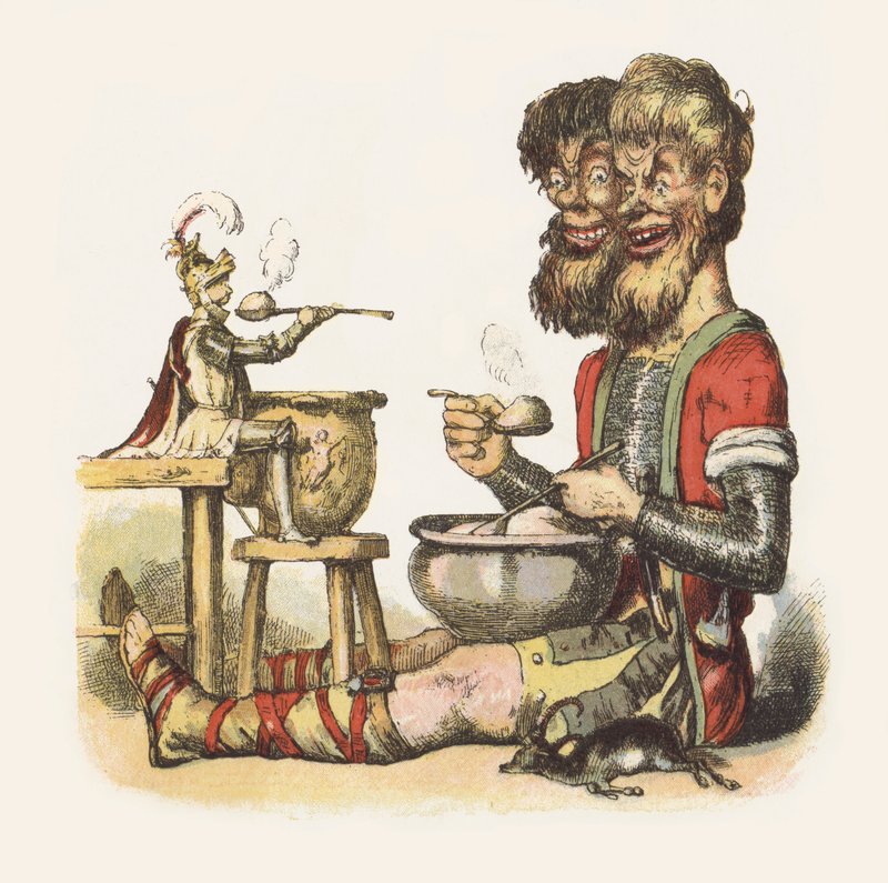 Ilustração para Jack The Giant Killer (cor litho) de Richard Doyle