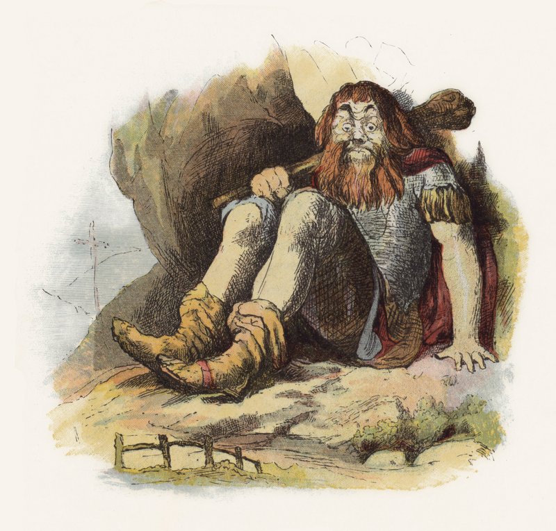 Ilustração para Jack The Giant Killer (cor litho) de Richard Doyle
