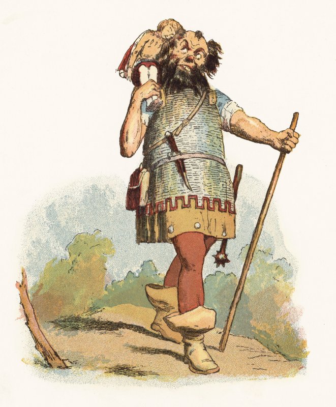 Ilustração para Jack The Giant Killer (cor litho) de Richard Doyle