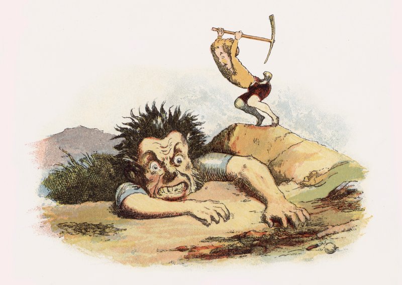 Ilustração para Jack The Giant Killer (cor litho) de Richard Doyle