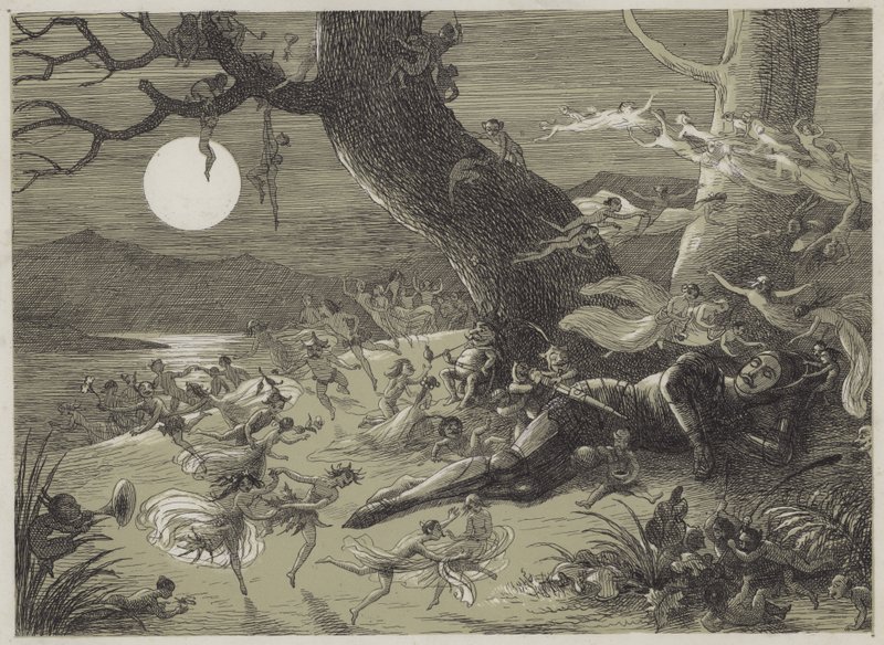 Sonho de cavaleiros de verão (aquatint) de Richard Doyle