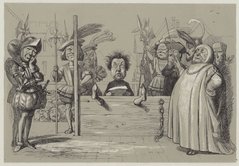 Perkin Warbeck lendo sua confissão (aquatinta) de Richard Doyle