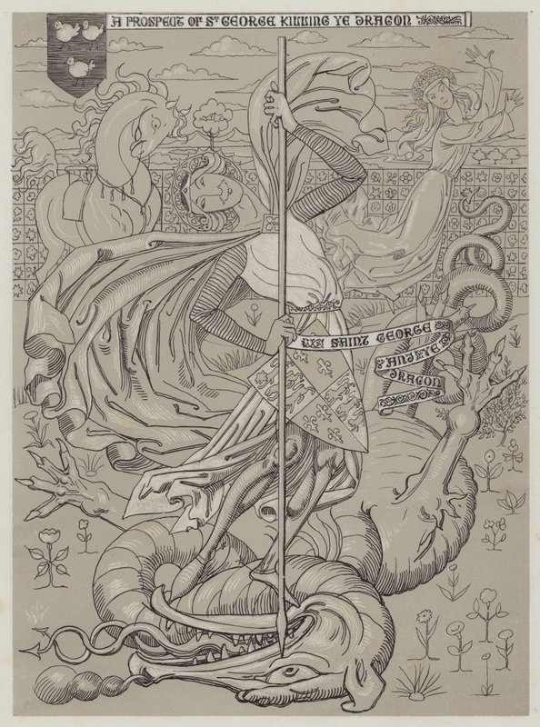 St George matando o dragão (aquatint) de Richard Doyle
