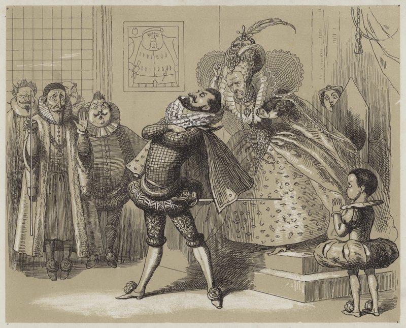 Cena impressionante entre a rainha Elizabeth e seu favorito Essex (aquatint) de Richard Doyle
