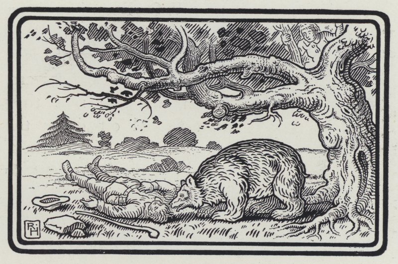 The Two Fellows And The Bear (gravura) de Richard Heighway