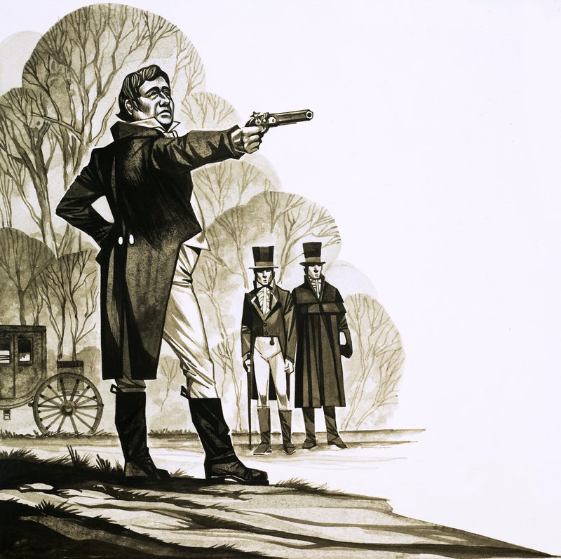 Um cavalheiro georgiano a duelar com uma pistola de Richard Hook