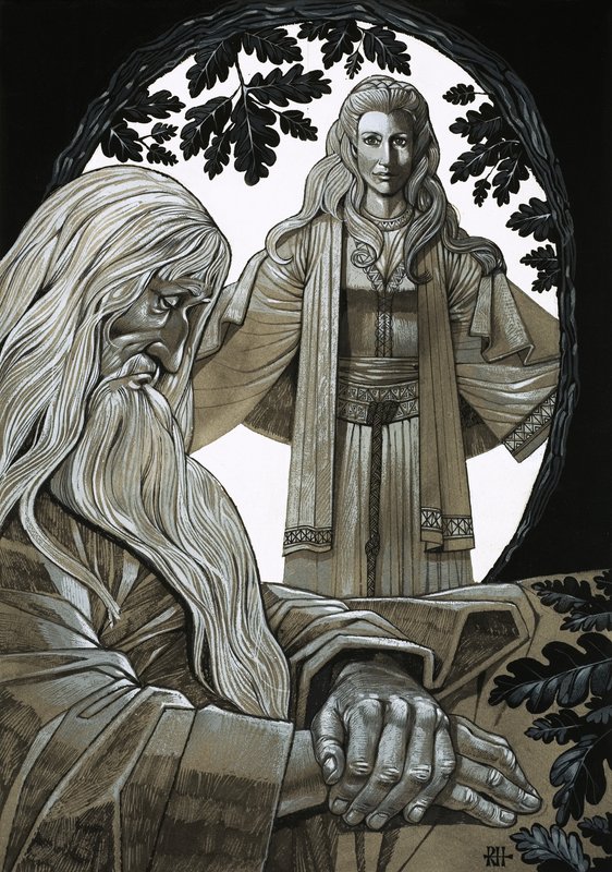 Merlin e Vivian, a fada Dama do Lago de Richard Hook