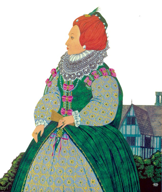 Rainha Isabel I (litografia a cores) de Richard Hook