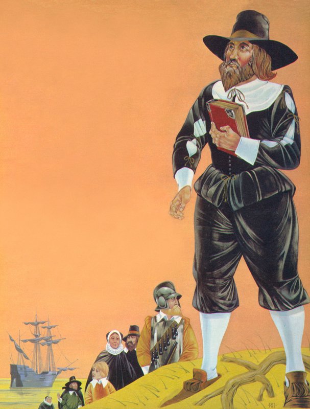Os Padres Peregrinos (litografia a cores) de Richard Hook