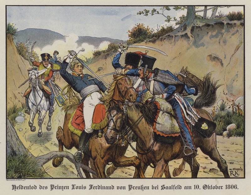Morte heróica do Príncipe Louis Ferdinand da Prússia na Batalha de Saalfeld de Richard Knotel