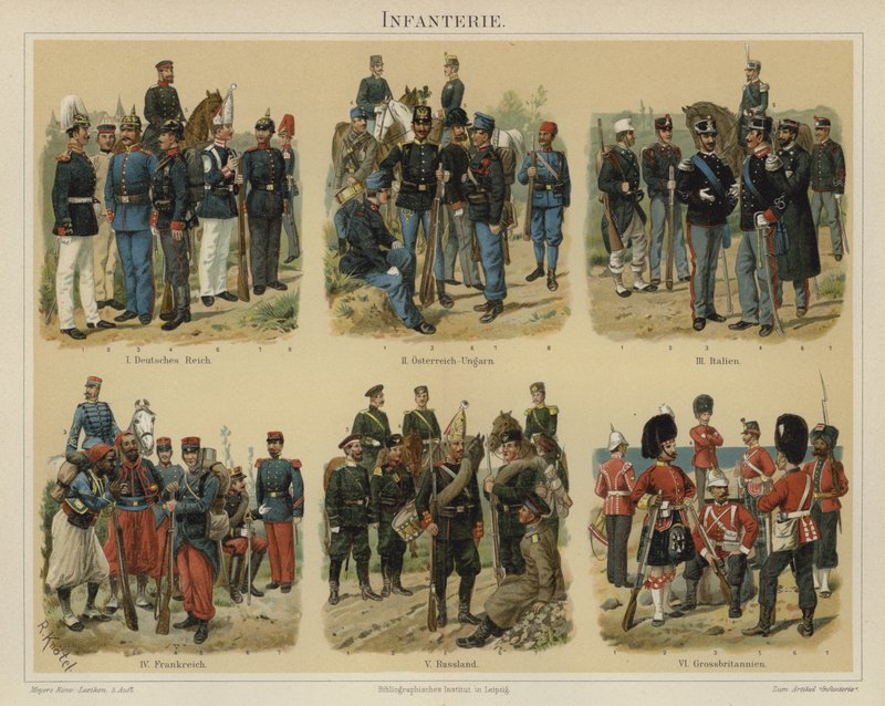 Infantaria de exércitos europeus (cor litho) de Richard Knotel