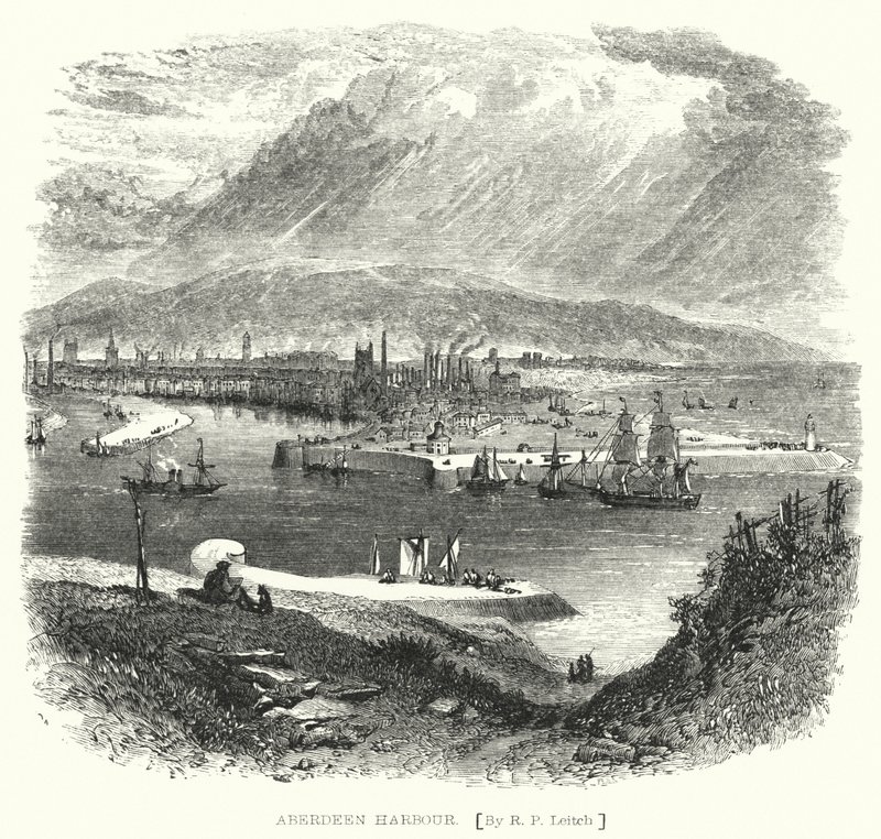 Aberdeen Harbour (gravura) de Richard Principal (after) Leitch