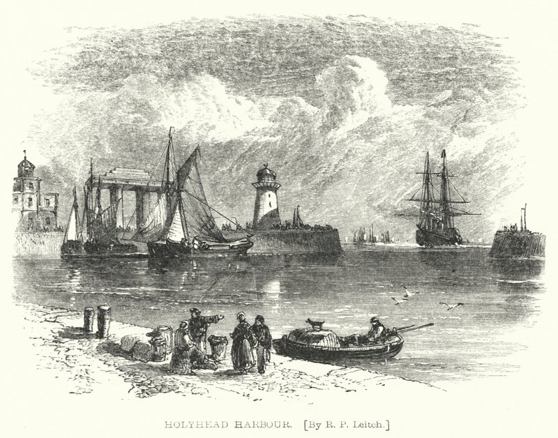 Holyhead Harbour (gravura) de Richard Principal (after) Leitch