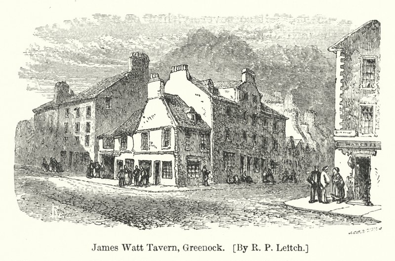 James Watt Tavern, Greenock (gravura) de Richard Principal (after) Leitch
