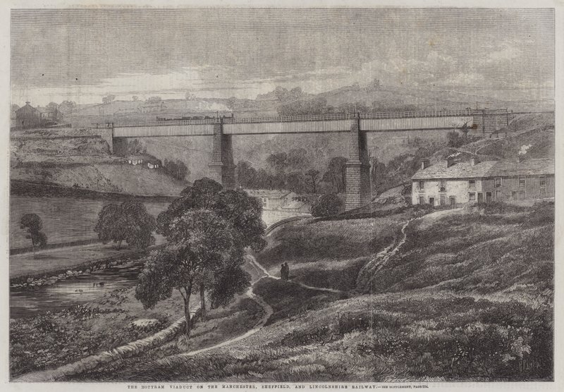Viaduto de Mottram na estrada de ferro Manchester, Sheffield e Lincolnshire de Richard Principal Leitch