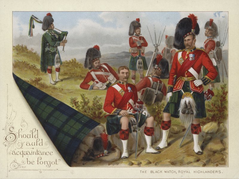 O relógio preto, highlanders reais (chromolitho) de Richard Simkin