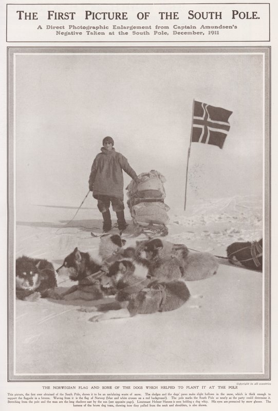 A Primeira Foto do Pólo Sul (foto a p/b) de Roald Engelbergt Gravning Amundsen