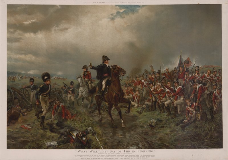 O que eles dirão sobre isso na Inglaterra Wellington para as tropas em Waterloo de Robert Alexander Hillingford