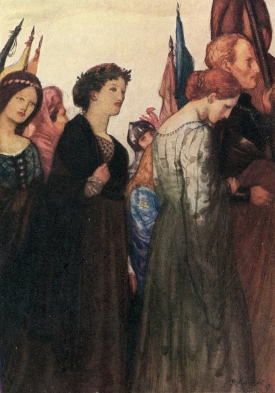 E beleza fazendo rima antiga linda, em louvor de senhoras cavaleiros mortos e adoráveis de Robert Anning Bell