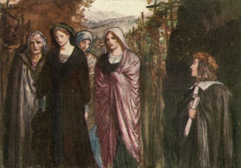 Venha a pensativa freira, devota e pura, sóbria, firme e recatada de Robert Anning Bell