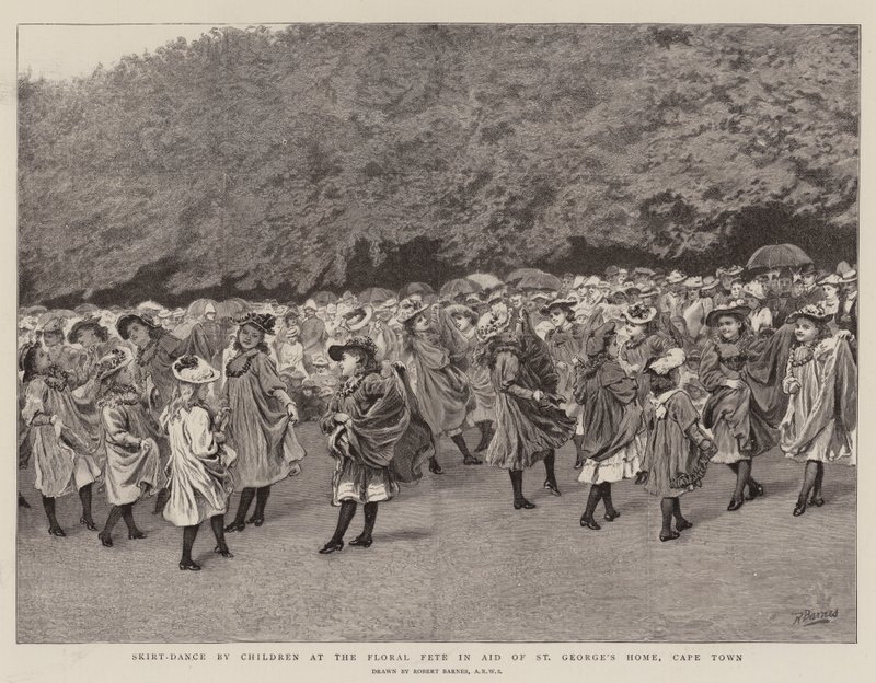 Saia-dança por crianças no Floral Fete em ajuda de casa de St George, Cape Town de Robert Barnes