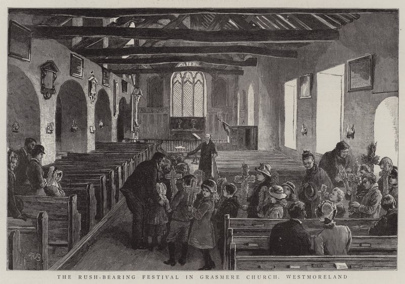O Festival do Rush-Bearing na Igreja de Grasmere, Westmoreland de Robert Barnes
