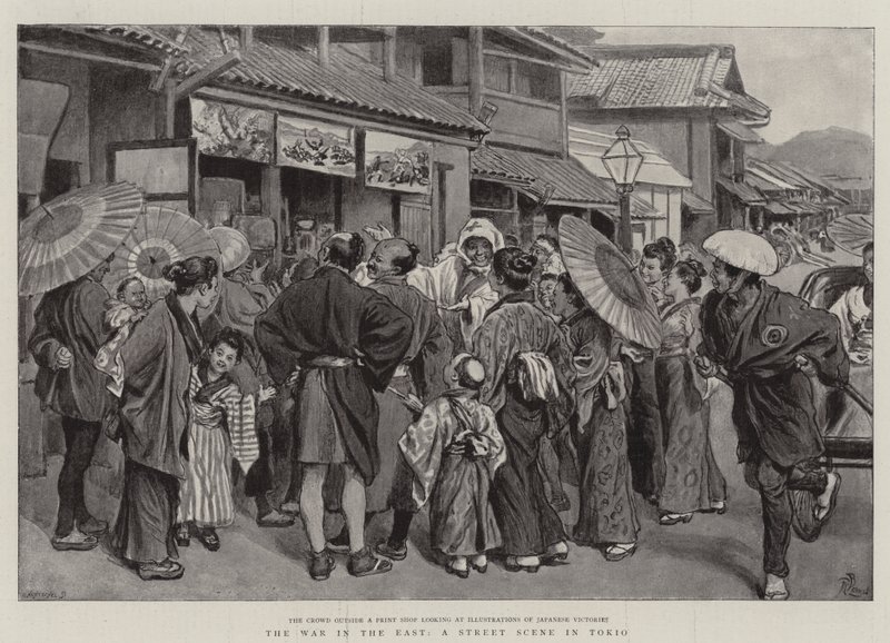 A guerra no leste, uma cena de rua em Tokio de Robert Barnes