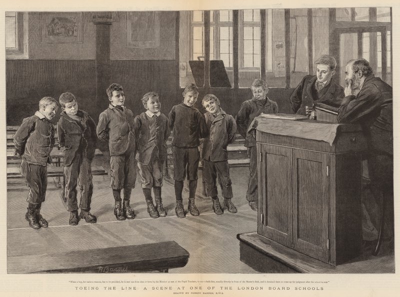 Toeing the Line, uma cena em uma das escolas do London Board de Robert Barnes