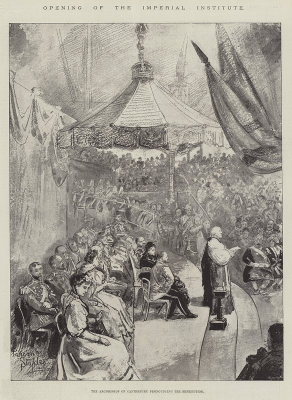 Abertura do Instituto Imperial, o arcebispo de Canterbury pronunciando a bênção de Robert Ponsonby Staples