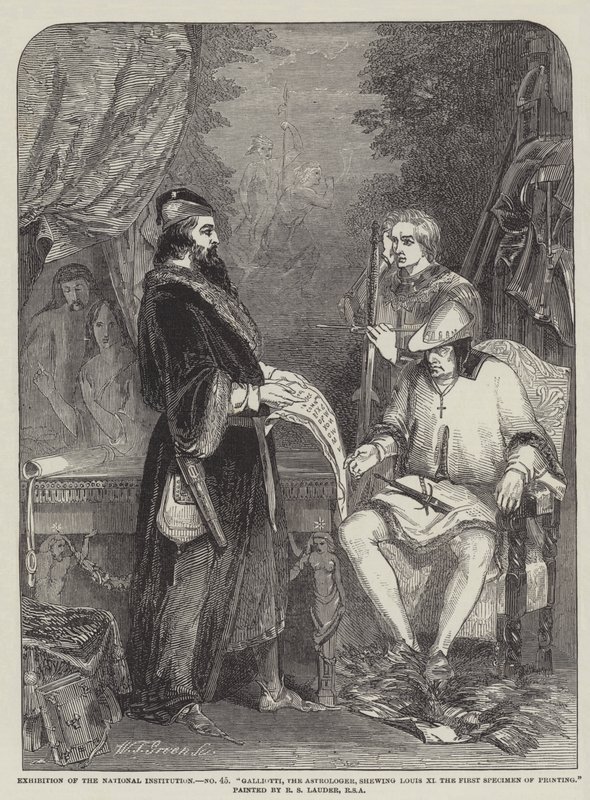 Galliotti, o astrólogo, mostrando Louis XI o primeiro exemplar de impressão de Robert Sauber