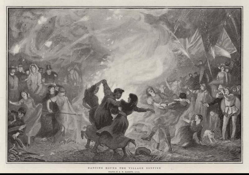 Dançando em volta da fogueira da aldeia de Robert Walker Macbeth